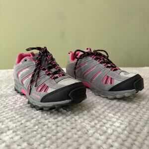 Columbia Omni-Grip Waterproof Sneakers Girls 2 Gray Pink Techlite Shoes Lace Up